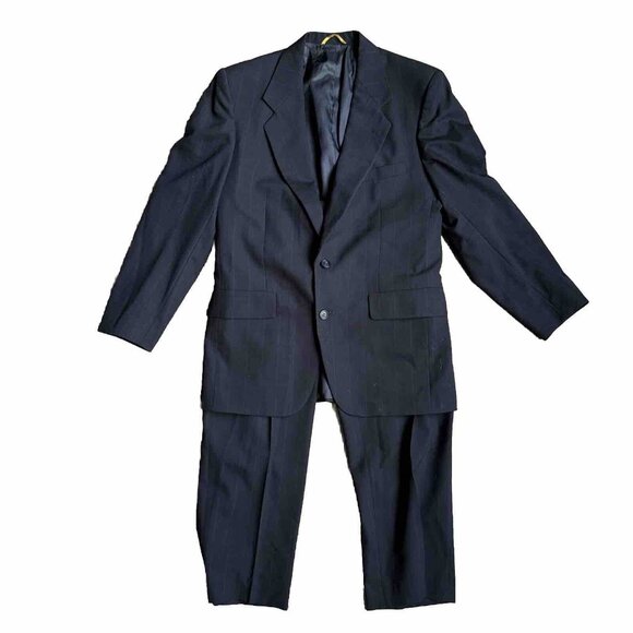 Sterling Hunt Suit Mens Premier 2 Piece Mens‎ 42L 32x31 Black Stripe Wool - Picture 1 of 16